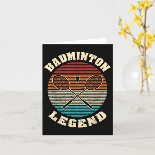 Cool Retro Crossing Rackets Badminton Legend Badmi Kaart (Gele Bloem)