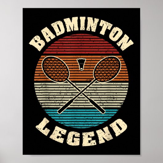 Cool Retro Crossing Rackets Badminton Legend Badmi Poster (Voorkant)
