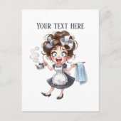 Cool retro  dame tekst toevoegen briefkaart (Voorkant)