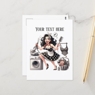 Cool retro dame tekst toevoegen briefkaart