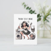 Cool retro dame tekst toevoegen briefkaart (Staand voorkant)