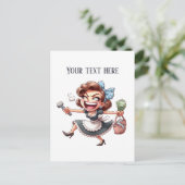 Cool retro  dame tekst toevoegen briefkaart (Staand voorkant)