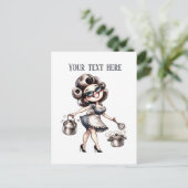 Cool retro  dame tekst toevoegen briefkaart (Staand voorkant)
