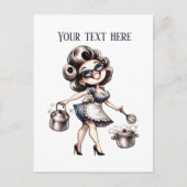 Cool retro  dame tekst toevoegen briefkaart (Voorkant)