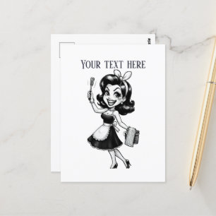 Cool retro dame tekst toevoegen briefkaart