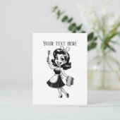 Cool retro dame tekst toevoegen briefkaart (Staand voorkant)