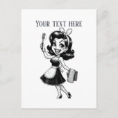 Cool retro dame tekst toevoegen briefkaart (Voorkant)