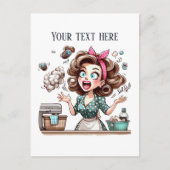 Cool retro dame tekst toevoegen briefkaart (Voorkant)