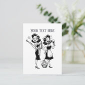Cool retro dames tekst toevoegen briefkaart (Staand voorkant)