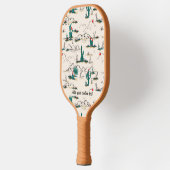 Cool Retro Desert Mountain Cactus Custom Text Pickleball Paddle (Links)