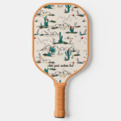 Cool Retro Desert Mountain Cactus Custom Text Pickleball Paddle (Achterkant)