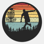 Cool Retro Disk Golf Sport Ronde Sticker (Voorkant)