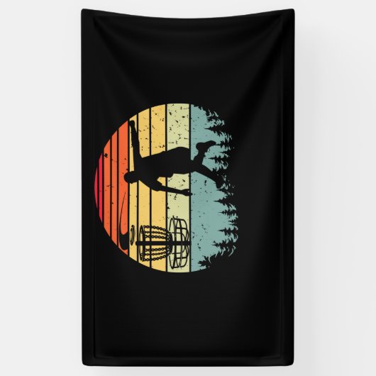 Cool Retro Disk Golf Sport  Spandoek (Verticaal)