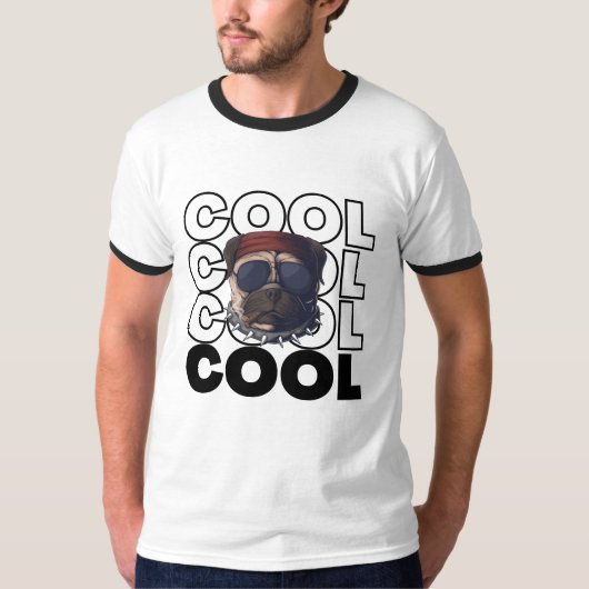Cool Retro Dog Ringer T-Shirt 🐶 | Freefit Casual (Voorkant)