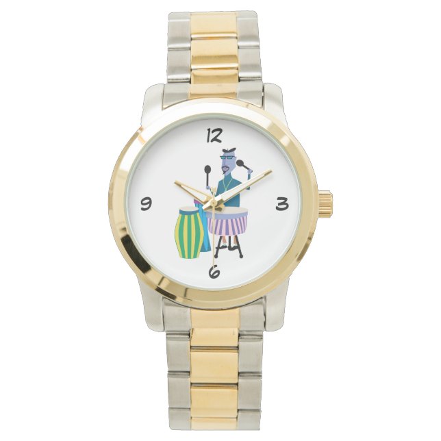 Cool Retro Drummer Horloge (Voorkant)
