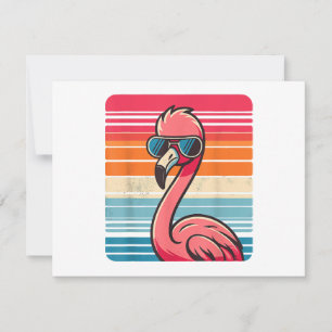 Cool Retro Flamingo in Zonnebril 70s 80s 90s Funn Feestdagenkaart
