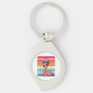Cool Retro Flamingo in Zonnebril 70s 80s 90s Funn Sleutelhanger
