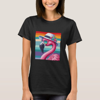 Cool Retro Flamingo in Zonnebril 70s 80s 90s Funn T-shirt
