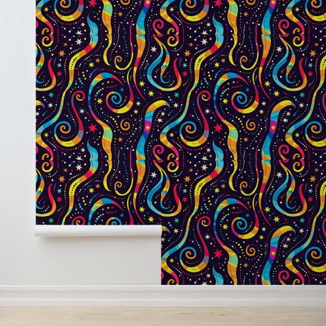 cool retro galaxy tegelpatroon kinder behang (Applicatie)