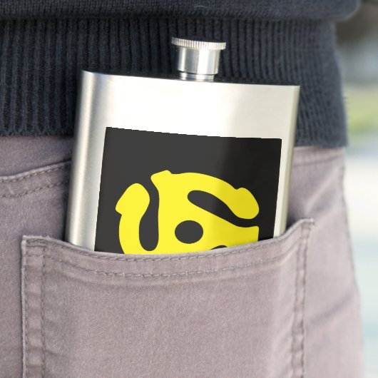 COOL Retro  Geel 45 voorzetkamer DJ Heupfles (Voorbeeld)