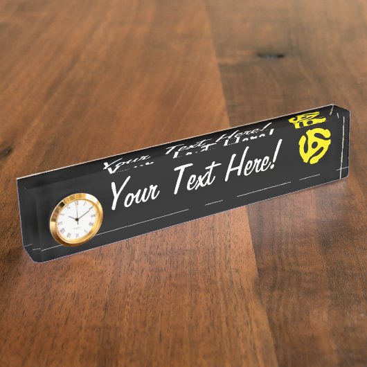 COOL Retro  Geel 45 voorzetkamer DJ Naambordje (Zijkant)