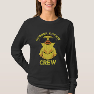 Cool Retro Geel Rubber Duckie Crew Eend met Zon T-shirt