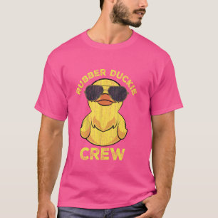 Cool Retro Geel Rubber Duckie Crew Eend met Zon T-shirt