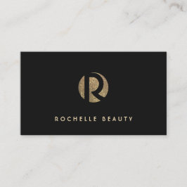 Cool Retro Gold en Black Sequin Monogram Visitekaartje