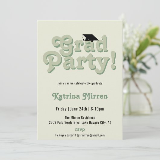 Cool Retro Graduation Party Kaart (Staand voorkant)
