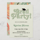 Cool Retro Graduation Party Kaart (Voorkant / Achterkant)