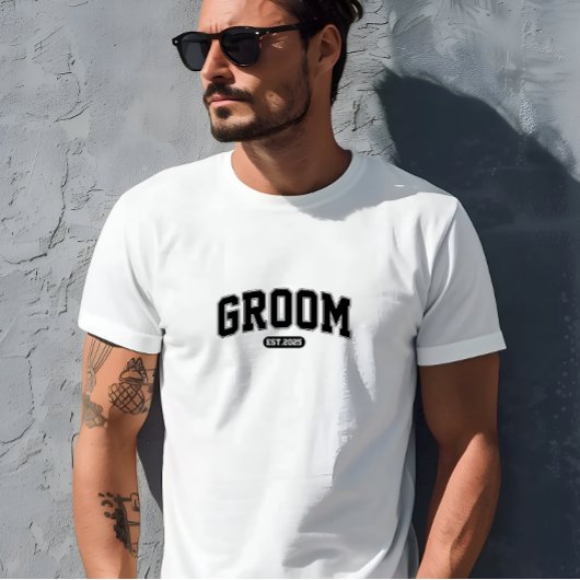 Cool Retro Groom 2025 Print Mannen T-shirt