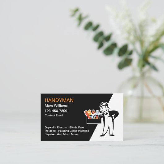 Cool Retro Handyman Visitekaartjes (Staand voorkant)