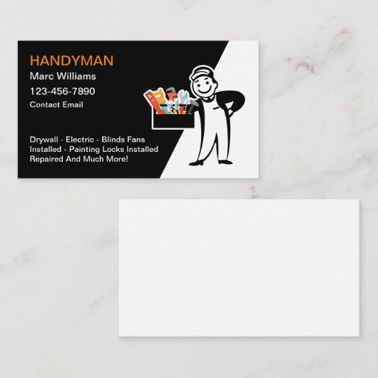 Cool Retro Handyman Visitekaartjes (Voorkant / Achterkant)
