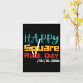Cool Retro Happy Square Root Day Number Joke Kaart (Gele Bloem)