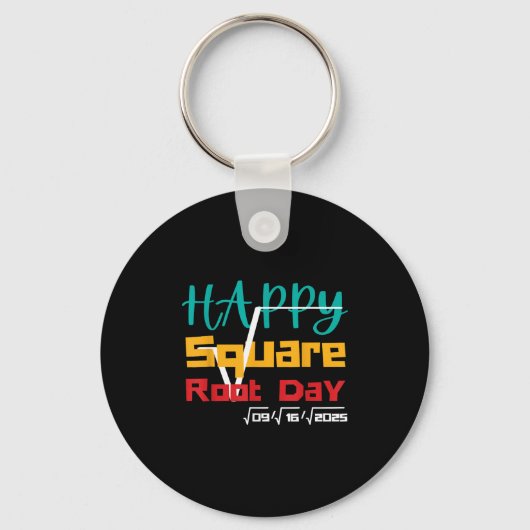 Cool Retro Happy Square Root Day Number Joke Sleutelhanger (Voorkant)