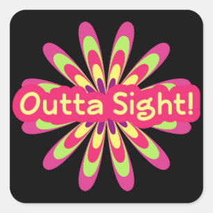 Cool retro hippie bloemwoord kunst sticker