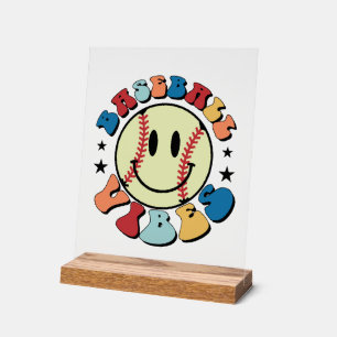 Cool retro honkbal vibes word art sport acryl bord