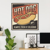 cool retro hotdog Poster (Thuiskantoor)