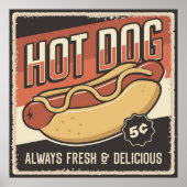 cool retro hotdog Poster (Voorkant)
