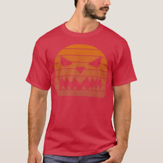 Cool Retro jack o lantern scary pumpkin face Hallo T-shirt