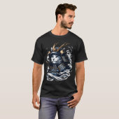 Cool Retro Kat Samurai Portret Ninja Japan Art T- T-shirt (Voorkant volledig)