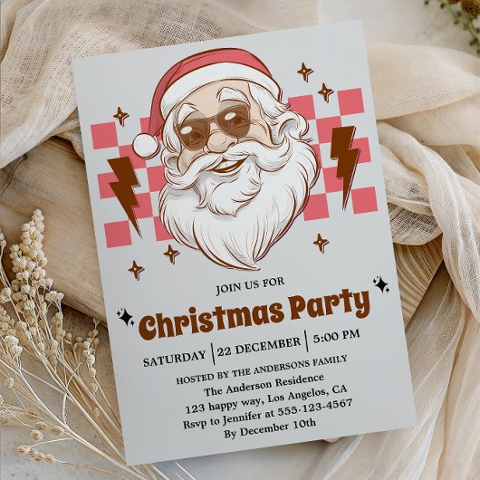 Cool Retro Kerstman Kerstfeest Kaart