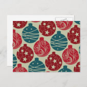 Cool Retro-kerstversiering Rode Blauwe cadeautjes Feestdagenkaart (Voorkant / Achterkant)