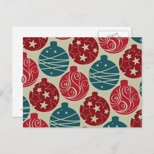 Cool Retro-kerstversiering Rode Blauwe cadeautjes Feestdagenkaart (Voorkant / Achterkant)