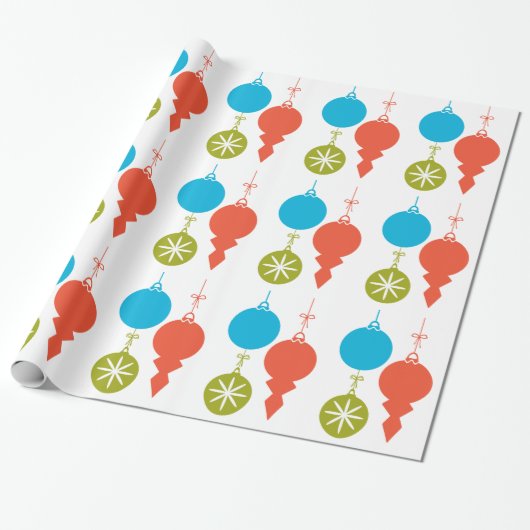 Cool Retro kerstversieringen Red Green Blue Cadeaupapier (Uitgerold)