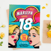 Cool Retro Kleurrijke Pop Art Verjaardagsuitnodigi Feestdagenkaart