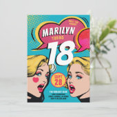 Cool Retro Kleurrijke Pop Art Verjaardagsuitnodigi Feestdagenkaart (Staand voorkant)