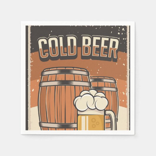 Cool retro koud bierfeest servet (Voorkant)