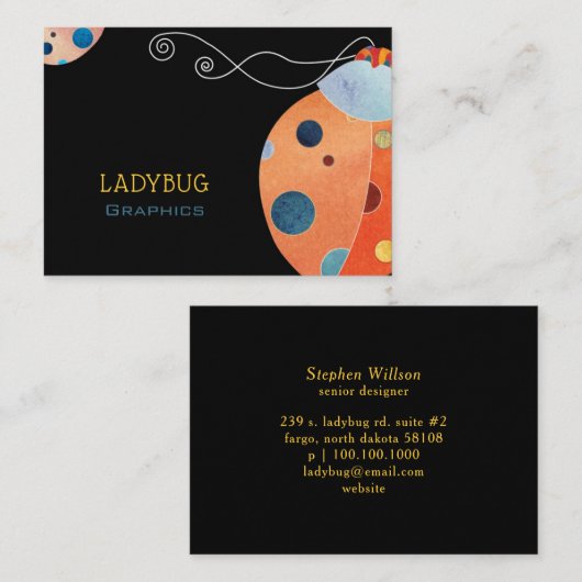 Cool Retro lieveheersbeestje Visitekaartje (Voorkant / Achterkant)