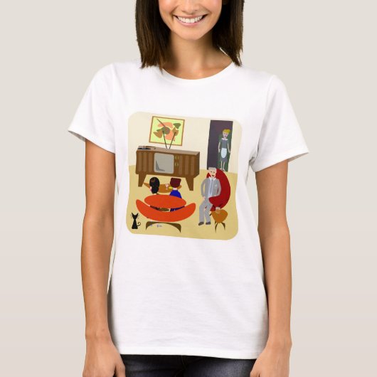 Cool Retro Living Characters bij Home Art design T-shirt (Voorkant)